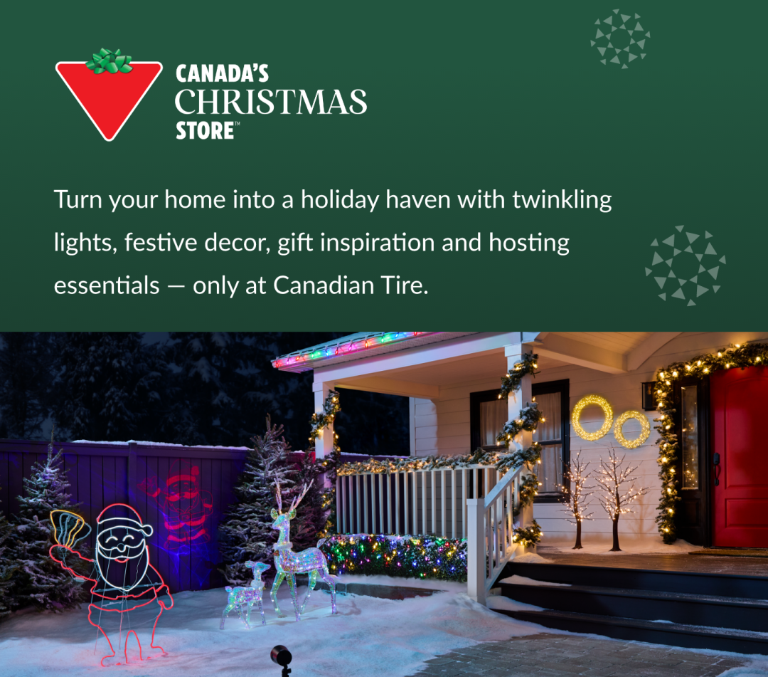 Shop Noma Pre-Lit Neon Santa with Bell Motion Christmas Decoration, 4-ft, NOMA Animated Party Santa Animated Laser Projection Light, CANVAS Glisten Deer & Fawn, 5-ft (1.5 m) & 2-ft (0.6 m), LED, 2-pc, Multi-colour, NOMA Big & Bright C9 LEDs, Multicoloured, 35-pc, CANVAS Blossom Twinkle Trees with 160 Warm White LEDs, 120-cm, 2-pk, CANVAS Indoor/Outdoor Twinkling Wreaths Combo Pack, 2-pc and more