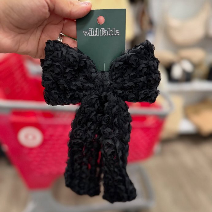 user image by @alleyezonfindz, Lace Bow Hair Barrette Clip - Wild Fable&#8482; Black: Fashion Hair Accessory, Polyester and Iron, All Hair Types