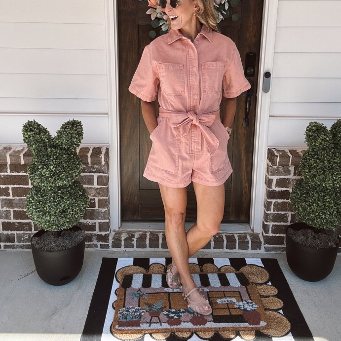 user image by @lightandlifestyled, Women's Short Sleeve Utility Romper - Future Collective