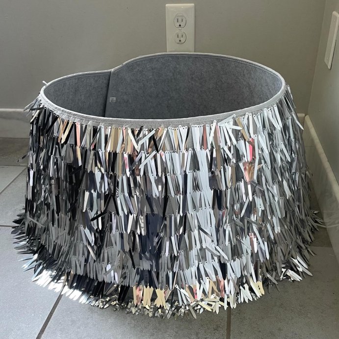 user image by @sssaysso, Christmas Mirrored Metallic Fringe Fabric Tree Collar Silver - Wondershop&#8482;