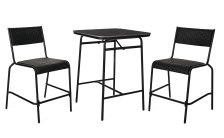 Shop CANVAS Kensington Outdoor Patio High Dining Set with Stone Table Top, Black, 3-pc and more