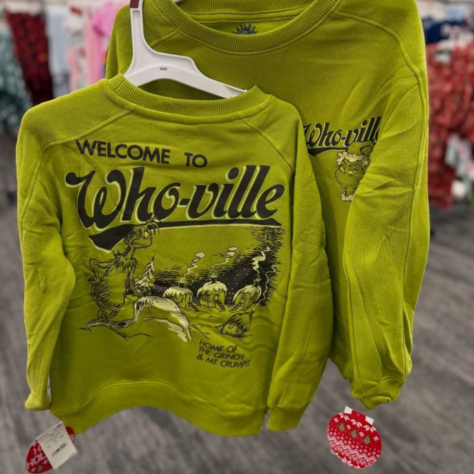 user image by @alleyezonfindz, Boys&#39; The Grinch Whoville Front and Back Graphic Fleece Sweatshirt - Green