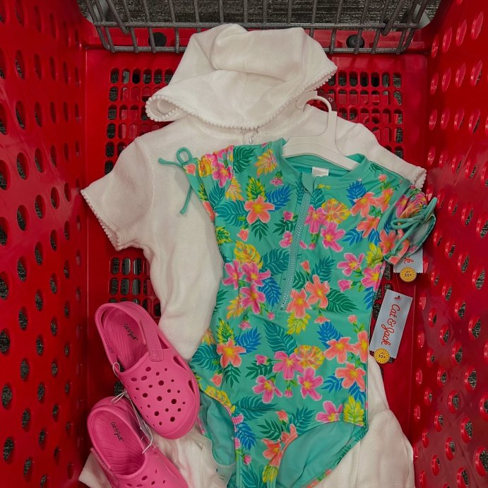 user image by @targetbayareafinds, Girls&#39; Enchanting Tropical Floral Printed One Piece Rash Guard - Cat &#38; Jack&#8482;