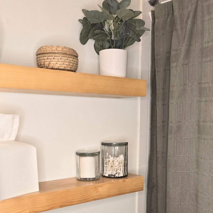 user image by @ourhomebybritt, Fluted Glass Bathroom Canister Light Green - Hearth & Hand™ with Magnolia