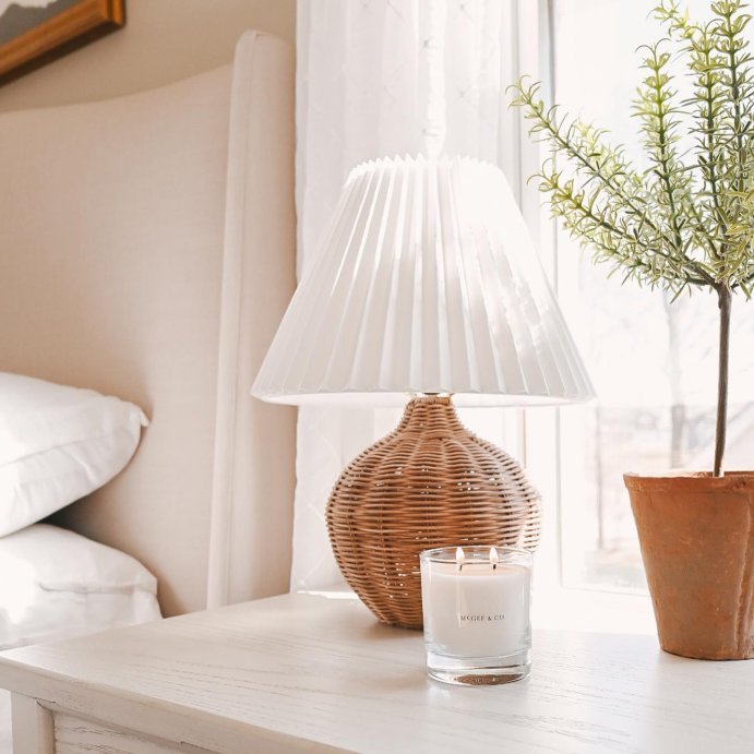 user image by @nest.out.west, Natural Wicker Table Lamp Brown - Threshold&#8482; designed with Studio McGee: Chic Pleated Drum Shade, ETL Listed
