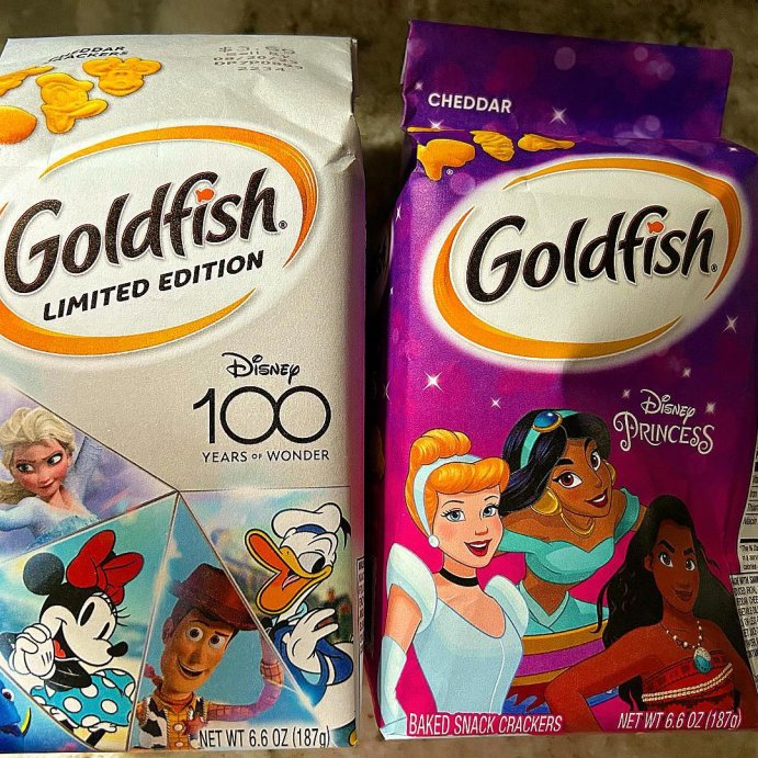user image by @talksnacky2me, Goldfish Limited Edition Disney 100th Cheddar Snack Crackers Bag - 6.6oz