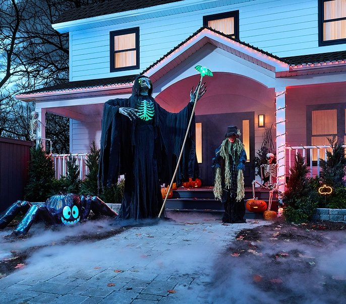 Shop For Living Plague Doctor with Staff Animatronic, 10-ft, Animated Scarecrow, 6-ft, Scary Spider Jumbo Lawn Bags for Halloween Decoration, For Living Skeleton Realistic Hanging Full-Size Human, White, 5-ft, Indoor/Outdoor Decoration for Halloween and more