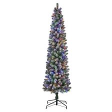 Shop NOMA 7-ft Bennett Flocked Colour-Changing Pencil Pre-Lit LED Artificial Christmas Tree, 200 Warm White/Multi-Colour Lights and more