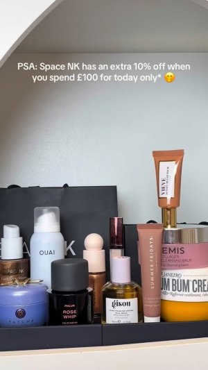 @spacenk’s instagram video of Ouai Super Dry Shampoo Cape Town,Sol de Janeiro Brazilian Bum Bum Cream,Summer Fridays Lip Butter Balm,Elemis Pro-Collagen Rose Cleansing Balm,Gisou Honey Infused Hair Perfume - Lavender Berry,Hourglass Hourglass Vanish Airbrush Concealer,PHLUR Rose Whip Eau De Parfum,Rare Beauty Positive Light Liquid Luminizer,Tatcha The Dewy Skin Cream,Space NK Caribbean Shores Shimmer Body Oil - Golden