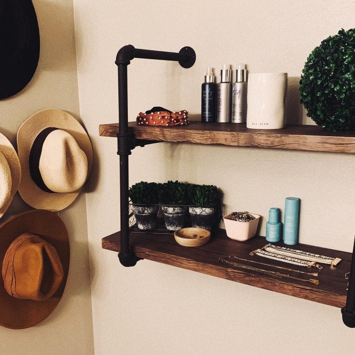 user image by @alexegadow, 31.5&#34; x 24&#34; Two Tier Industrial Pipe Wall Shelf Brown - Danya B.: Rustic Open Bracket, Laminated Metal