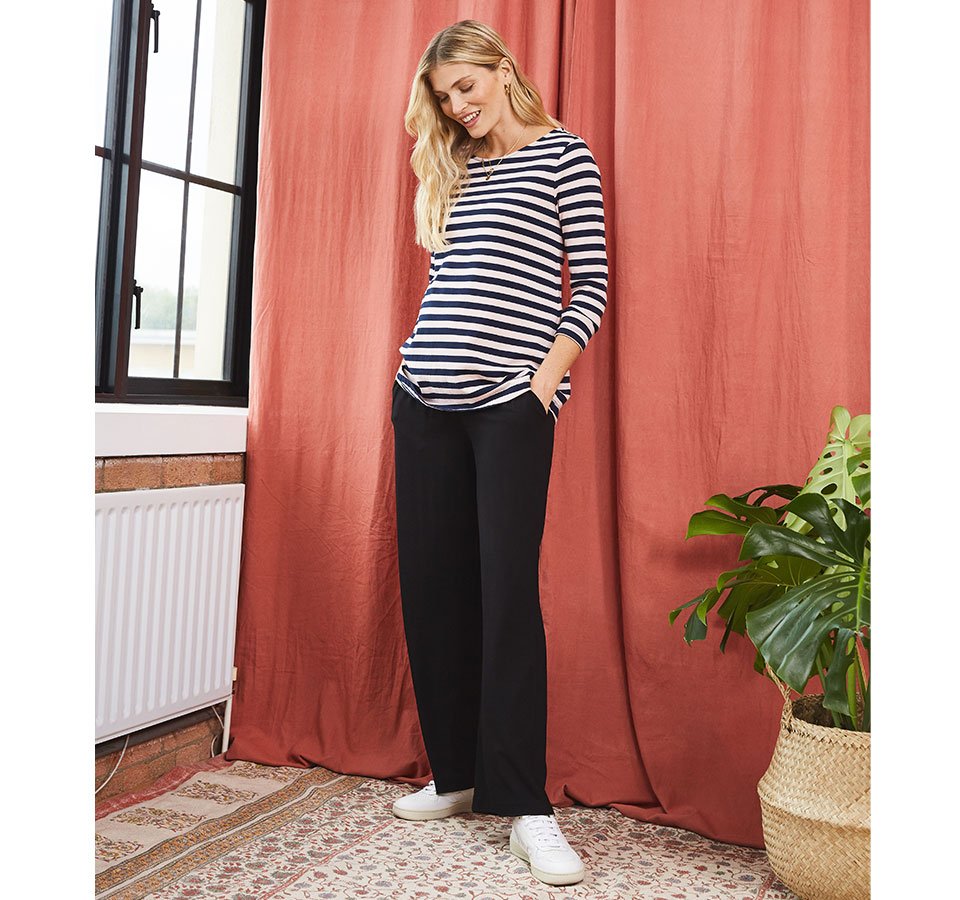 Shop Isabella Oliver Eda Maternity Pant with LENZING™ ECOVERO™-Caviar Black, Arden Organic Maternity Top and more