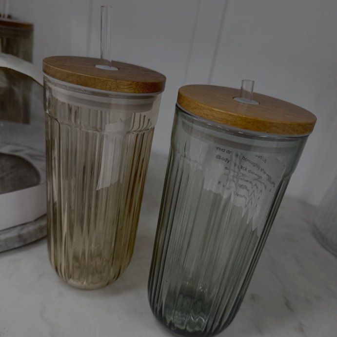 user image by @laurenmichaelblog, 21oz Fluted Glass Tumbler with Wood Lid Beige - Hearth &#38; Hand&#8482; with Magnolia