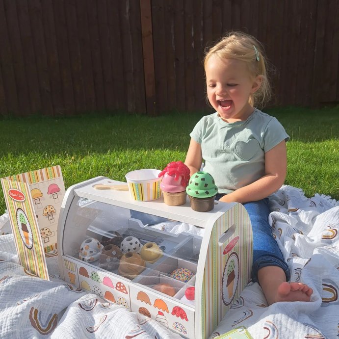 user image by @scots_mum_winging_life, Melissa &#38; Doug Wooden Scoop and Serve Ice Cream Counter With Play Food and Accessories - 28pc
