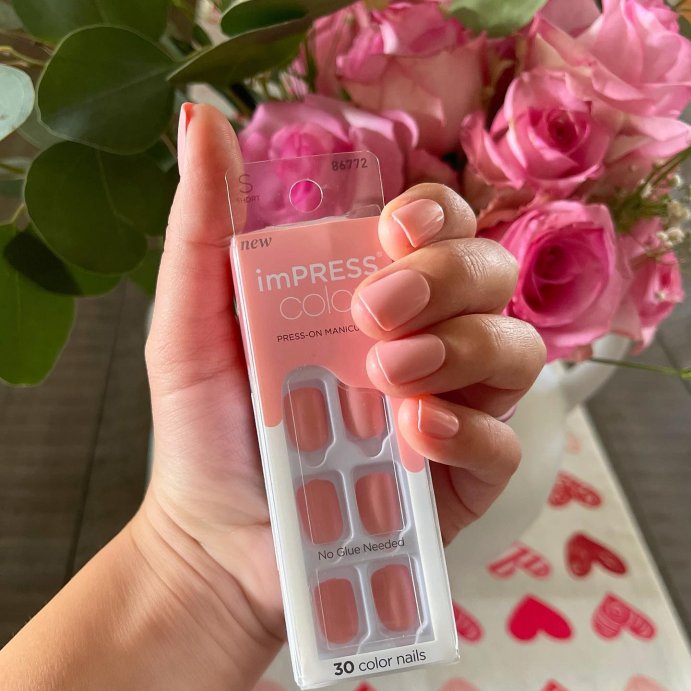 user image by @lifewithdrea, KISS imPRESS Color Press-On Fake Nails - Pick Me Pink - 30ct