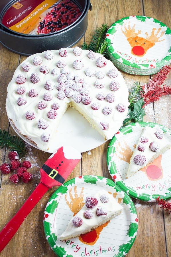 Fluffy White Raspberry Holiday Cake • Two Purple Figs