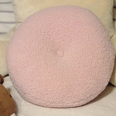 Ivory Faux Fur Round Throw Pillow