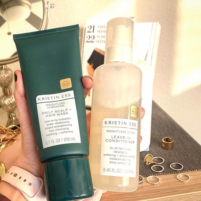 user image by @ashcake13, Kristin Ess 450&#176;F Hydrating Heat Protectant Spray - Style Assist Blow Dry Mist for Straight, Wavy + Curly Hair - 5 fl oz