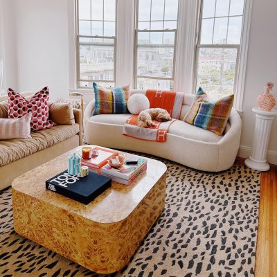 Handmade Tufted Beige and Brown Wool Square Rug