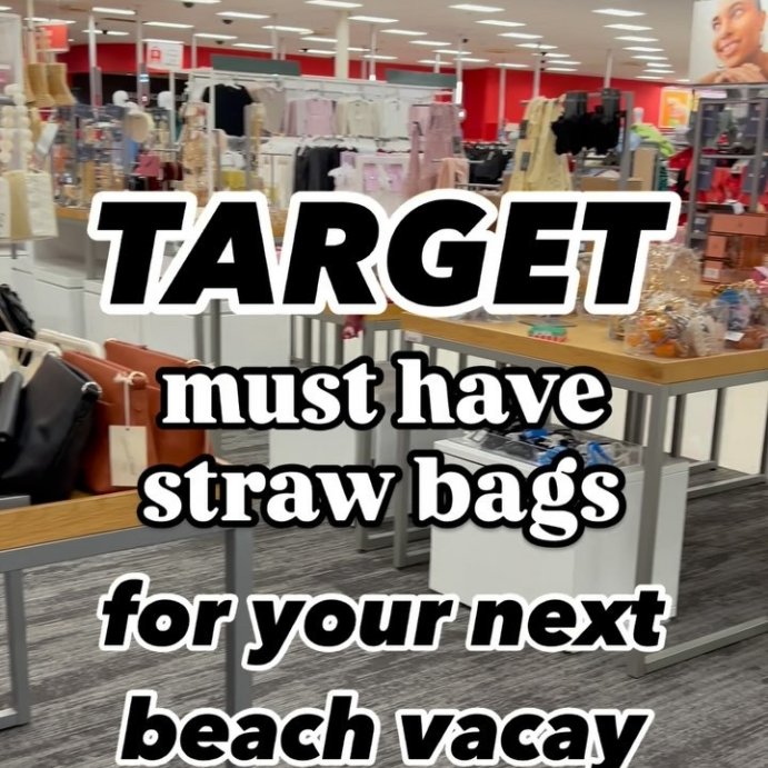 user image by @totargetigo, Straw Packable Boxy Tote Handbag - Universal Thread&#8482; Beige: Double Handle, Knit Design