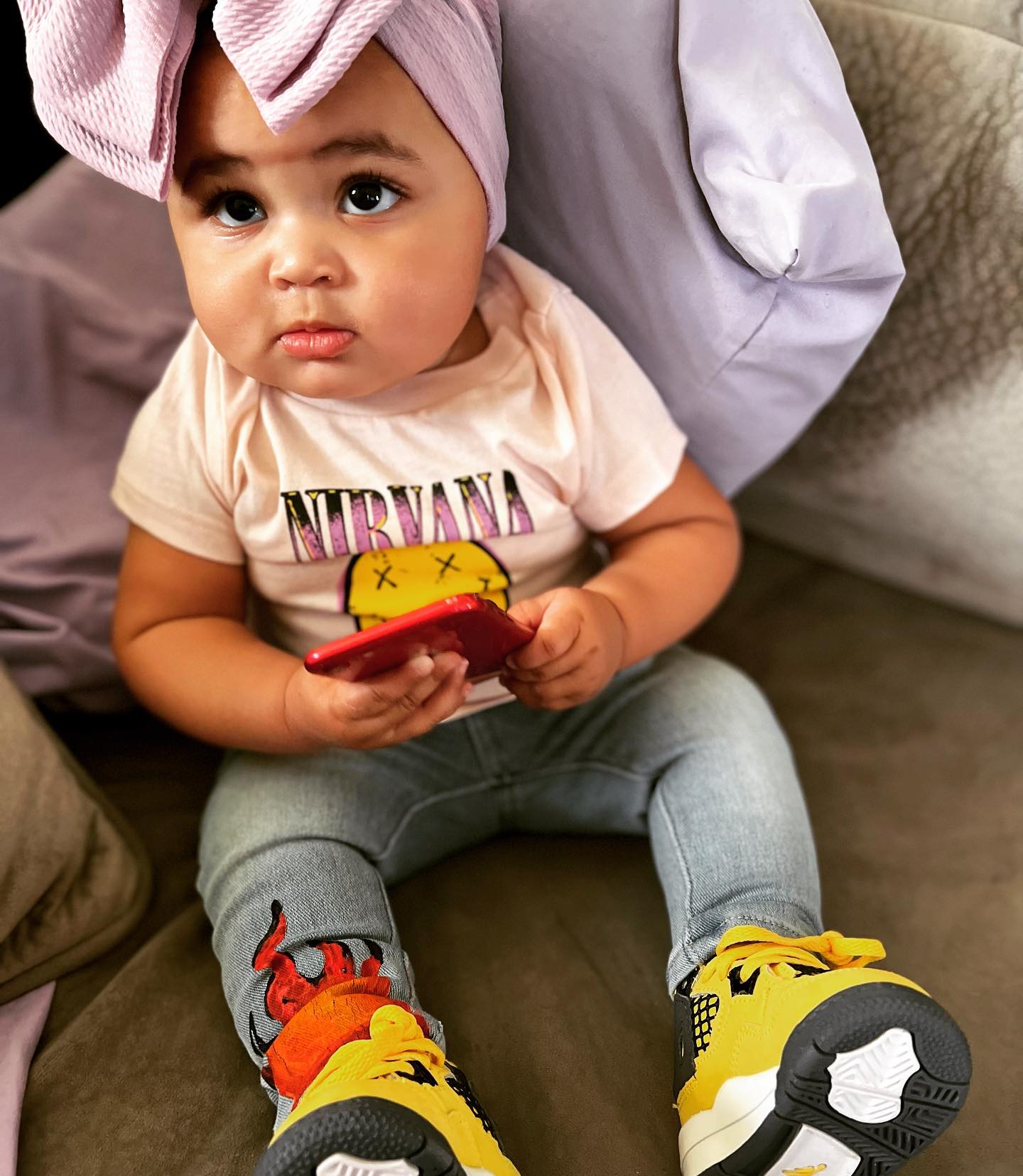 Baby girl wearing store jordans