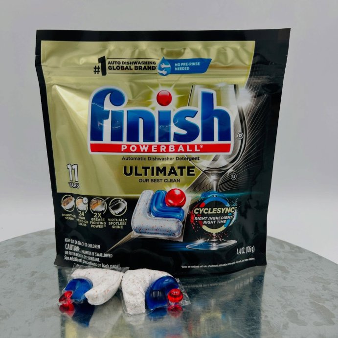 user image by @runninginh33ls, Finish Ultimate Dishwasher Detergent Tabs with CycleSync Technology