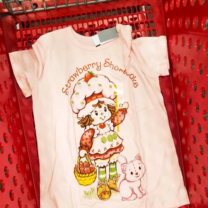user image by @ohtarget, Women's Oversized Print Strawberry Shortcake Short Sleeve Graphic T-Shirt - Pink