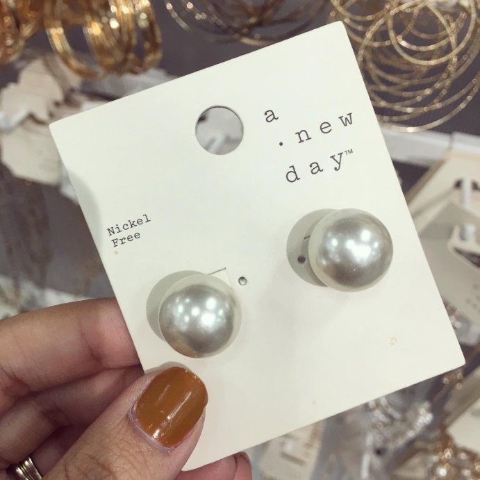 user image by @targetthriving, Sterling Silver Freshwater Pearl Stud Fine Jewelry Earrings - A New Day&#8482; Silver/White: Polished Nickel-Free Metal, Post Closure