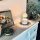White Frosted Ceramic Candle Lamp Warmer with Brass Stand