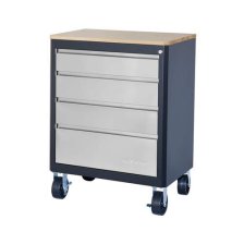 Shop MAXIMUM 28" Stainless Steel 4-Drawer Wooden Top Base Cabinet with Wheels, 28 x 18 x 37-in and more