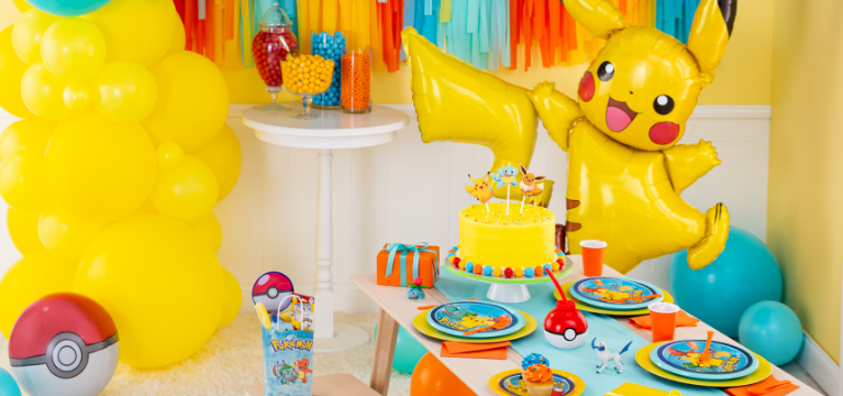 Shop Nintendo Pokémon Pikachu Satin Giant Gliding Air-Walker Foil Balloon, Yellow, 55-in, Helium Inflation & Ribbon Included for Birthday Party, Nintendo Pokémon Plastic Scene Setter Background Decoration with Photo Booth Props, Blue/Yellow, 75-in, 16-pk, for Birthday Party, Nintendo Pokémon Round Paper Disposable Lunch Plates, Blue/Yellow, 9-in, 8-pk, for Birthday Party, Nintendo Pokémon Poke Ball Plastic Reusable Sippy Cup with Straw, Red/White, 9-oz, for Birthday Party, Square Paper Disposable Lunch Napkins, Assorted Colours,6.5-in, 40-pk, 3-ply, for Christmas/Thanksgiving/New Year's Eve/Birthday Party, Big Party Pack Plastic Cups, Assorted Colours, 12-oz, 50-pk, for Christmas/Thanksgiving/New Year's Eve/Birthday Party, Round Latex Balloons, Assorted Colours, 12-in, 72-pk, for Birthday Party, Round Latex Balloons, Assorted Colours, 12-in, 72-pk, for Birthday Party, Nintendo Pokémon Orbz Satin Foil Balloon, Red/White, 16-in, Helium Inflation & Ribbon Included for Birthday Party, Nintendo Pokémon Paper Kraft Gift Bags, Blue, 12-in, 8-pk, for Birthday Party, Nintendo Pokémon Pikachu Round Paper Disposable Dessert Plates, Blue/Yellow, 7-in, 8-pk, for Birthday Party and more