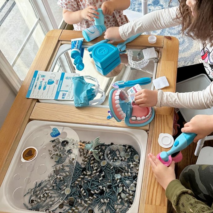 user image by @bless.themess, Melissa &#38; Doug Super Smile Dentist Kit With Pretend Play Set of Teeth And Dental Accessories (25 Toy Pieces)