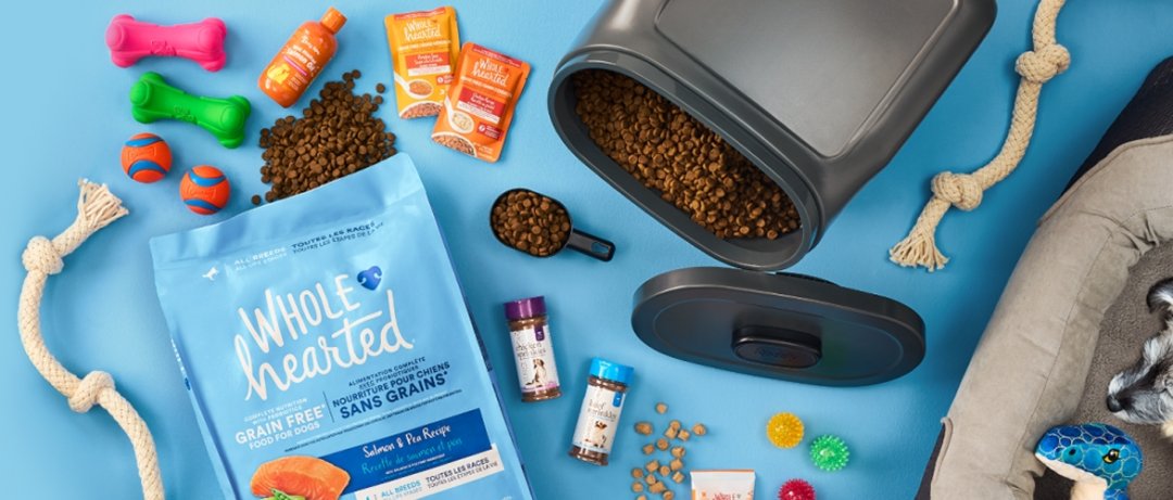 Shop Chuckit! Ultra Rubber Ball Dog Toy, Medium, Orange, WholeHearted All Life Stages Grain-Free Salmon and&nbsp;Pea Dry Dog Food, Assorted Sizes, Zesty Paws Premium Wild Caught Alaskan Salmon Fish Oil for Dogs & Cats, 236-mL, WholeHearted Chicken in Gravy Dog Meal Topper, 80-g, Caledon Farms Beef Sprinkles Natural Dog Meal Food Topper, 120-g, Petco Biege Triple Knot Rope Tug Dog Toy, Large, Petco Orthopedic Bolster Dog Bed, Washable, 40-in x 30-in, Grey, Petco Tough Plush Dino Dog Toy and more