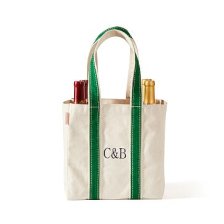 Shop Canvas Four Bottle Wine Tote, Single Color, Emerald and more