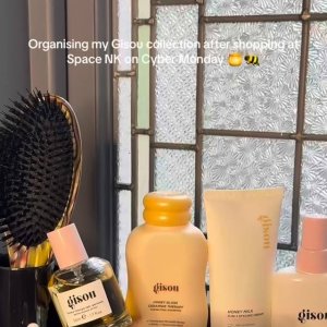 @spacenk&rsquo;s instagram video of Gisou Glossy & Glazed,Gisou Honey Gloss Ceramide Therapy Hydrating Shampoo,Gisou Honey Milk 5-In-1 Styling Cream,Gisou Honey Infused Hair Oil,Gisou Honey Gloss Ceramide Therapy Routine