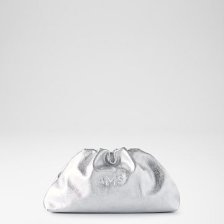 Shop Florence Leather Ruched Clutch, Silver and more