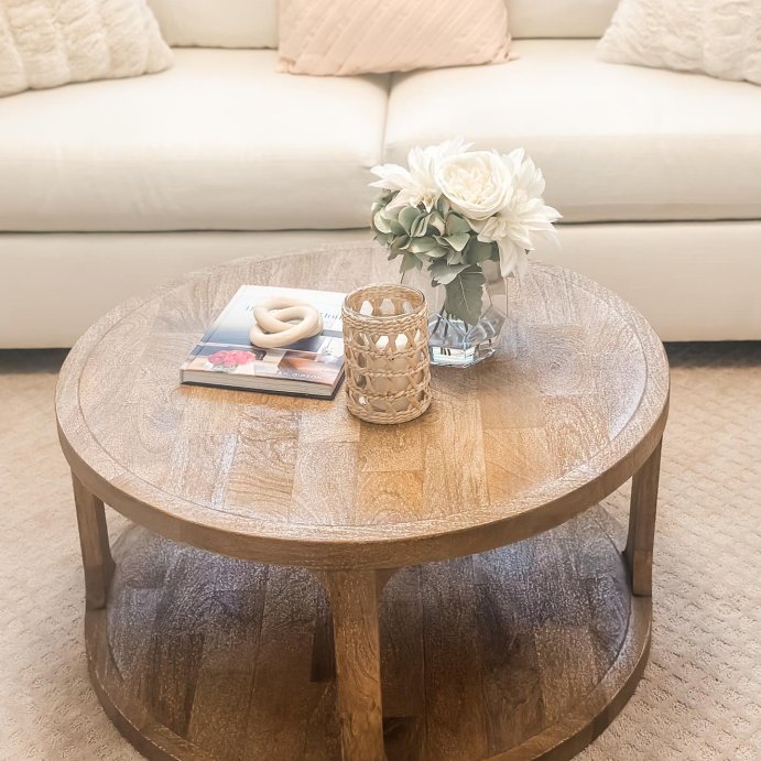 user image by @carpoolandglitter, Castalia Round Natural Wood Coffee Table - Threshold&#8482;