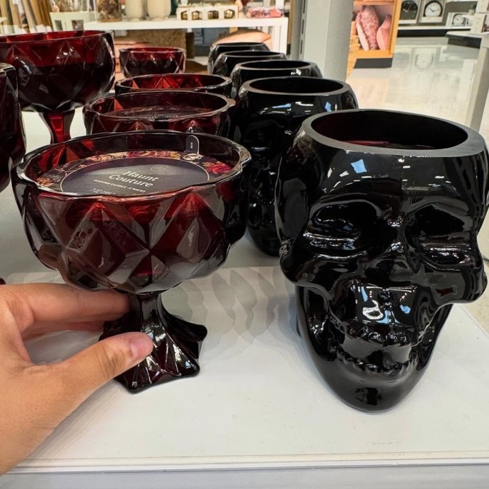 user image by @goth_cart, 2 Wick 18oz Skull Shaped Filled Red Wax Candle Bourbon Casket - Threshold&#8482;
