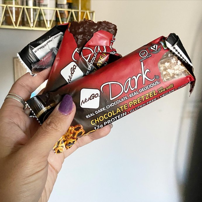 user image by @the.vegan.f00die, Nugo Dark Chocolate Pretzel with Sea Salt Gluten Free Granola Bar - 1.76oz