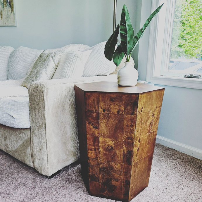 user image by @lauren_max_fit, Ogden Burled Wood Accent Table - Threshold™ designed with Studio McGee