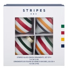 Shop Hudson’s Bay Stripes Glass Ball Onion Christmas Ornament, 4-pk and more