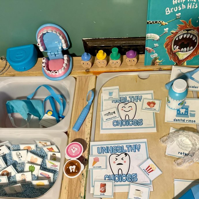 user image by @mjaysensoryplay, Melissa &#38; Doug Super Smile Dentist Kit With Pretend Play Set of Teeth And Dental Accessories (25 Toy Pieces)