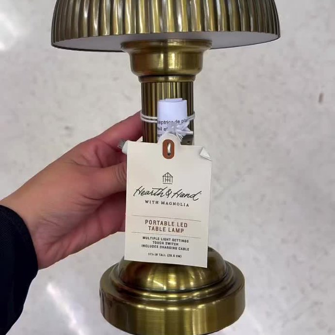 user image by @yarafinds, 11.5" Fluted Metal Rechargeable Library Table Lamp (Includes LED Light Bulb) - Hearth & Hand™ with Magnolia