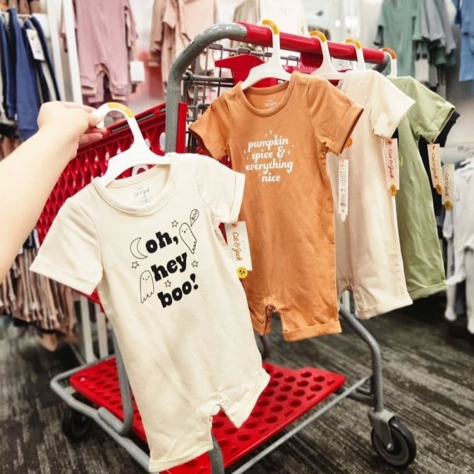 user image by @ohtarget, Baby Halloween Oh Hey Boo Short-Sleeve Romper - Cat &#38; Jack&#8482; Cream