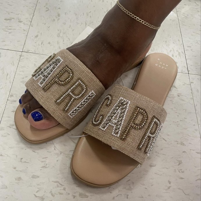 user image by @graceunderfire1936, Women&#39;s Nehemia Beaded Canvas Slide Sandals - A New Day&#8482;