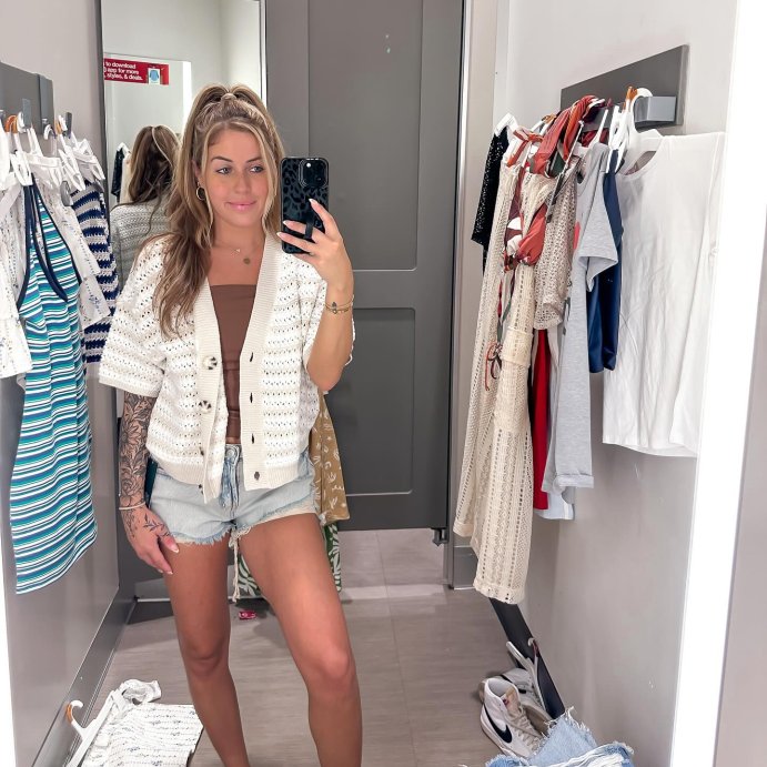 user image by @shannon.tansley, Women's Short Sleeve Button-Front Cardigan - Universal Thread™