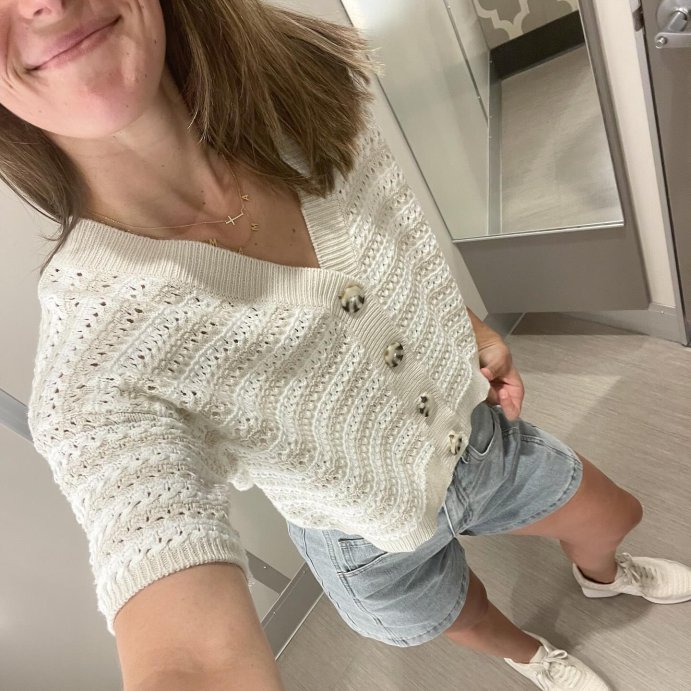 user image by @everydaymama.style, Women's Short Sleeve Button-Front Cardigan - Universal Thread™