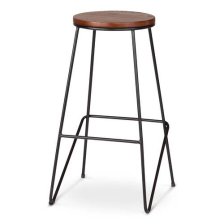 Shop CANVAS Axel Round Metal & Solid Wood Top Counter Stool Armless Backless, Black/Brown and more