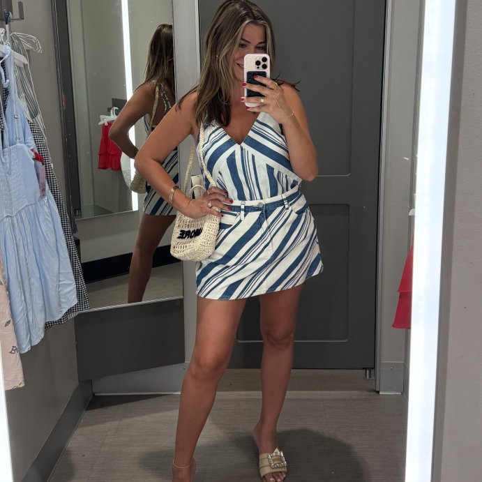 user image by @glamgirlnatalie, Women's Striped Denim Mini Skirt - Universal Thread™ Navy