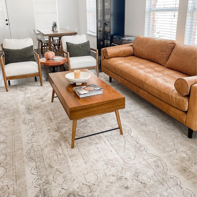 user image by @theashleyappeal, Poly &#38; Bark 88.5&#34; Napa Sofa Cognac Tan: Full-Grain Italian Leather, Solid Wood Frame, Pirelli Webbing
