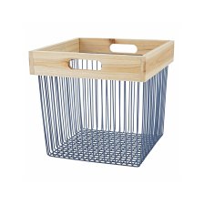 Shop Wood and Wire Blue Cube Bin and more